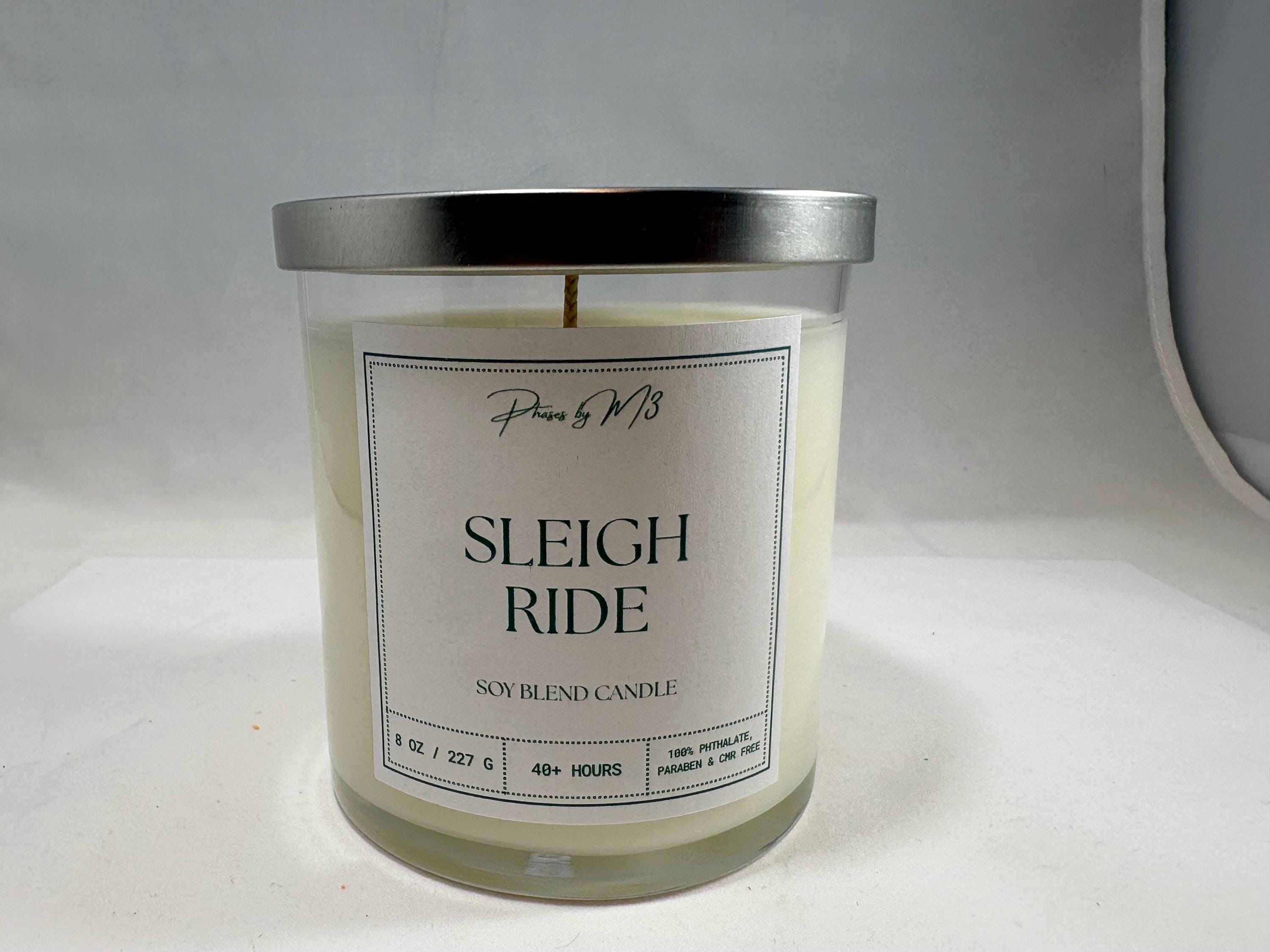 Sleigh Ride Candle – 8oz Winter Woodland Scent, Eucalyptus & Lavender, Pine, Cedar, Oakmoss