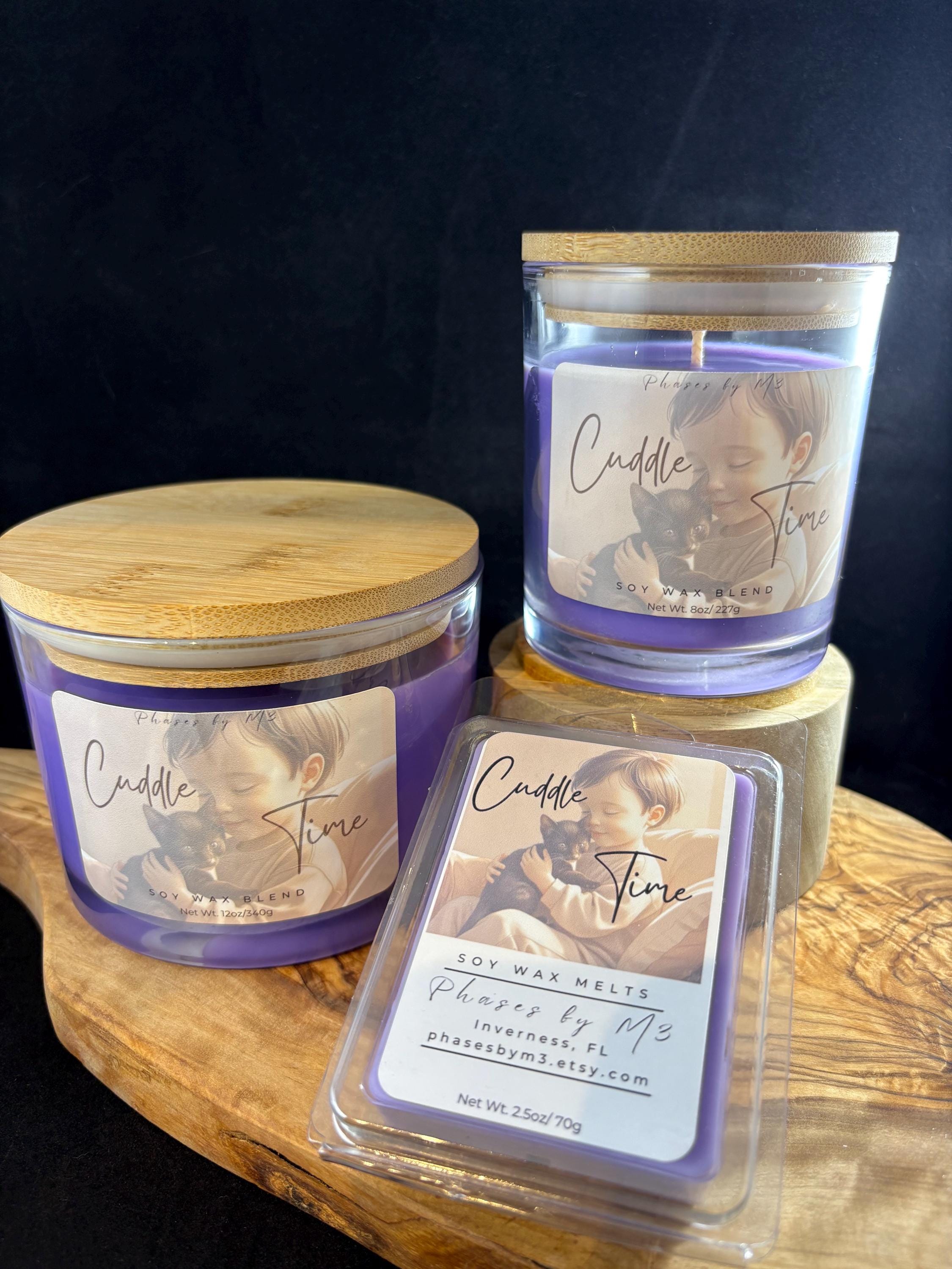 Cuddle Time Candles and Wax Melts | Cozy Blueberry, Freesia & Cashmere Scent | Soy Wax Blend for Snuggly Home Vibes