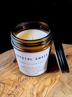 Crystal Amber Candles | Luxury Scented Candles | Bergamot, Lime, Amber, Patchouli, White Cyclamen | Amber jar