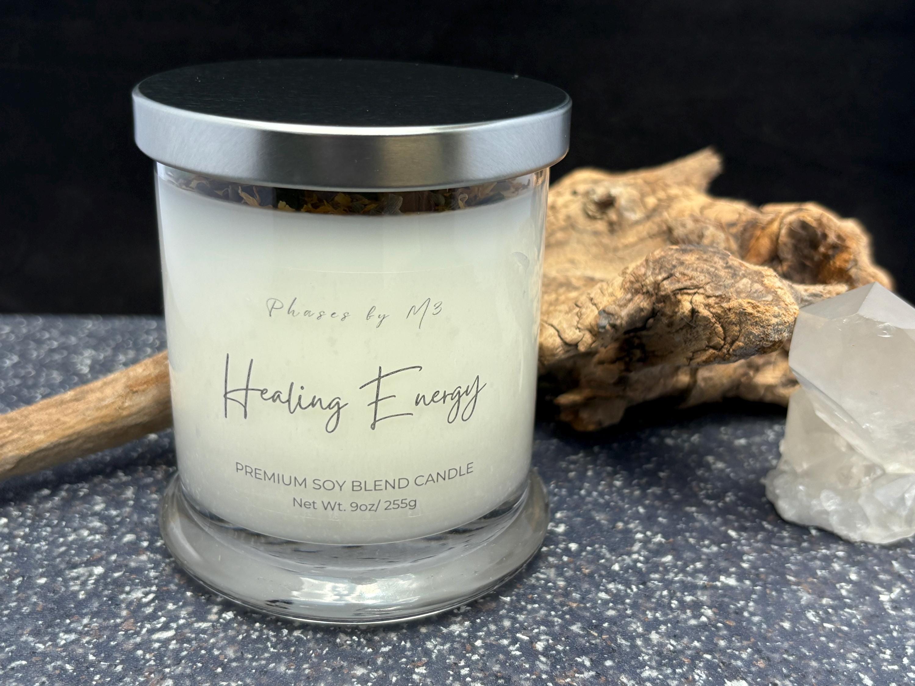 Reiki Charged Intention Candle Collection | 9oz Soy Candles with Crystals and Herbs | Manifestation, Healing & Spiritual Energy Candles