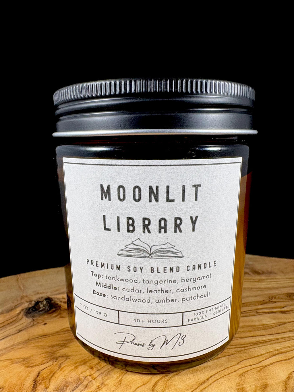 Moonlit Library Candle & Wax Melts – Teakwood, Cedar and Amber