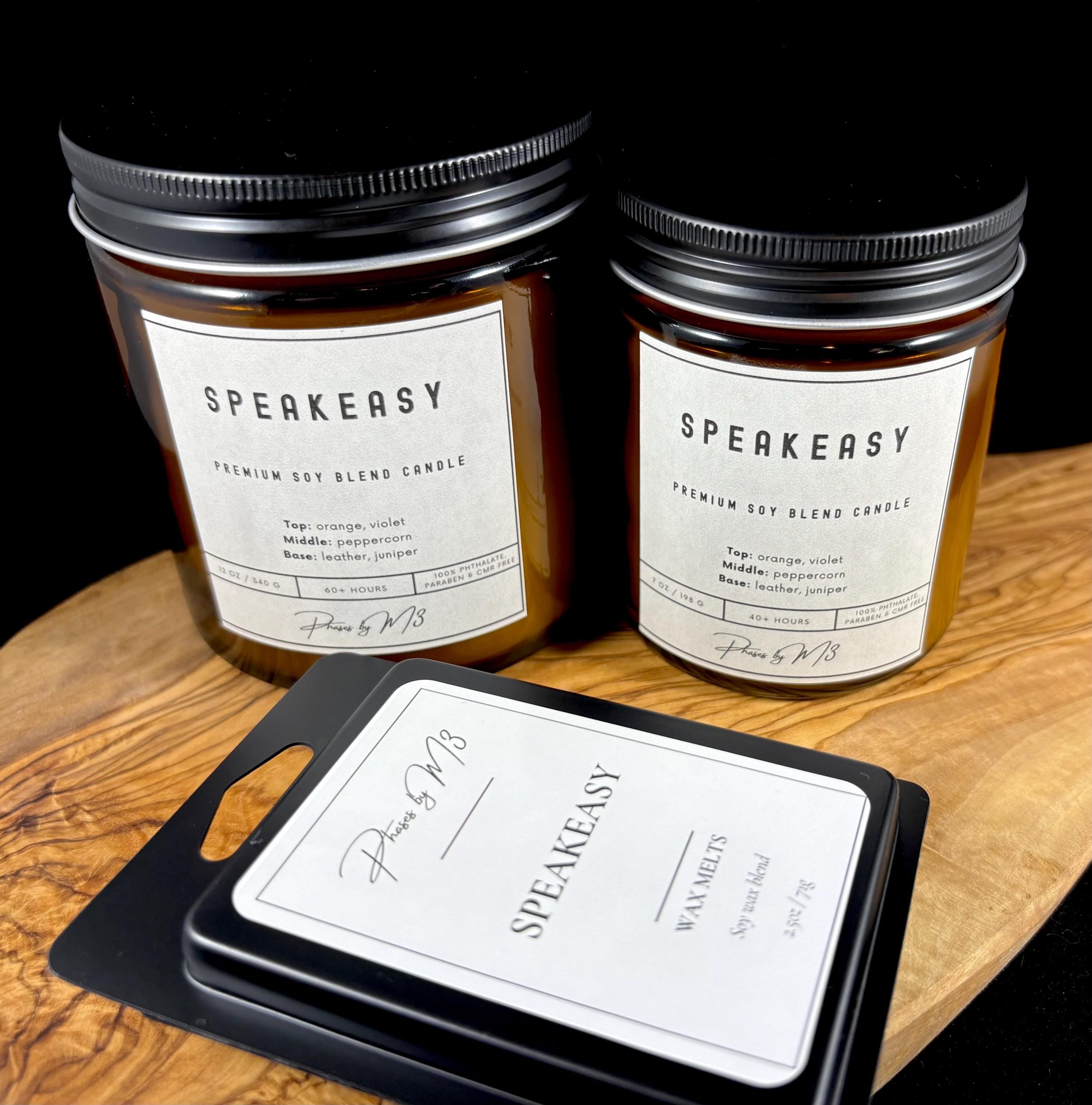 Speakeasy – Leather & Juniper Scented | Amber Glass Candle | Gin Lounge Candle | Masculine Candle | 7oz and 12oz candles
