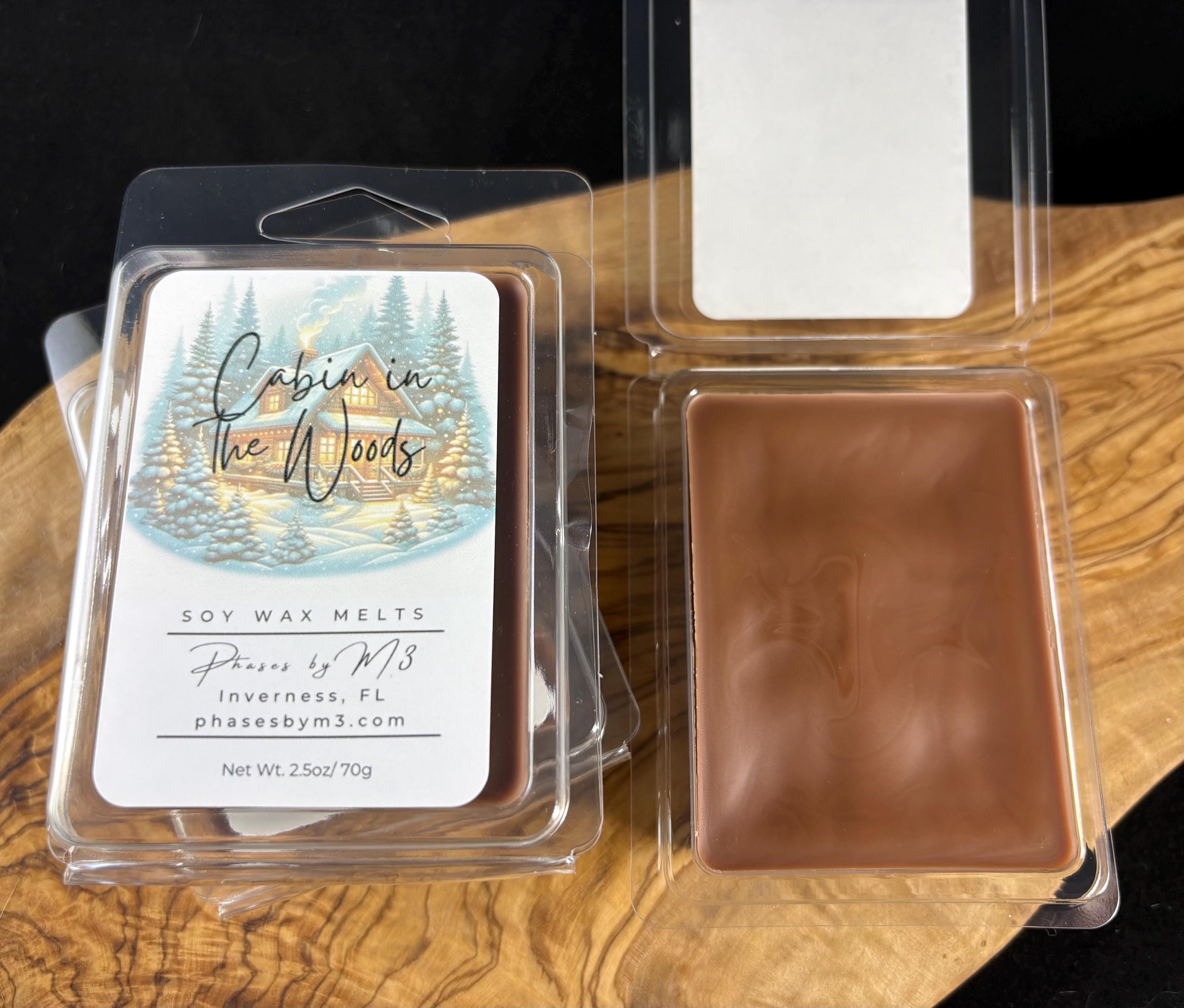 Cabin in the Woods Candle – 8oz and 12oz Hand-Poured Soy Candles | 2.5oz Wax Melts – Cinnamon, Cranberry, Orange, Bayberry, Woods