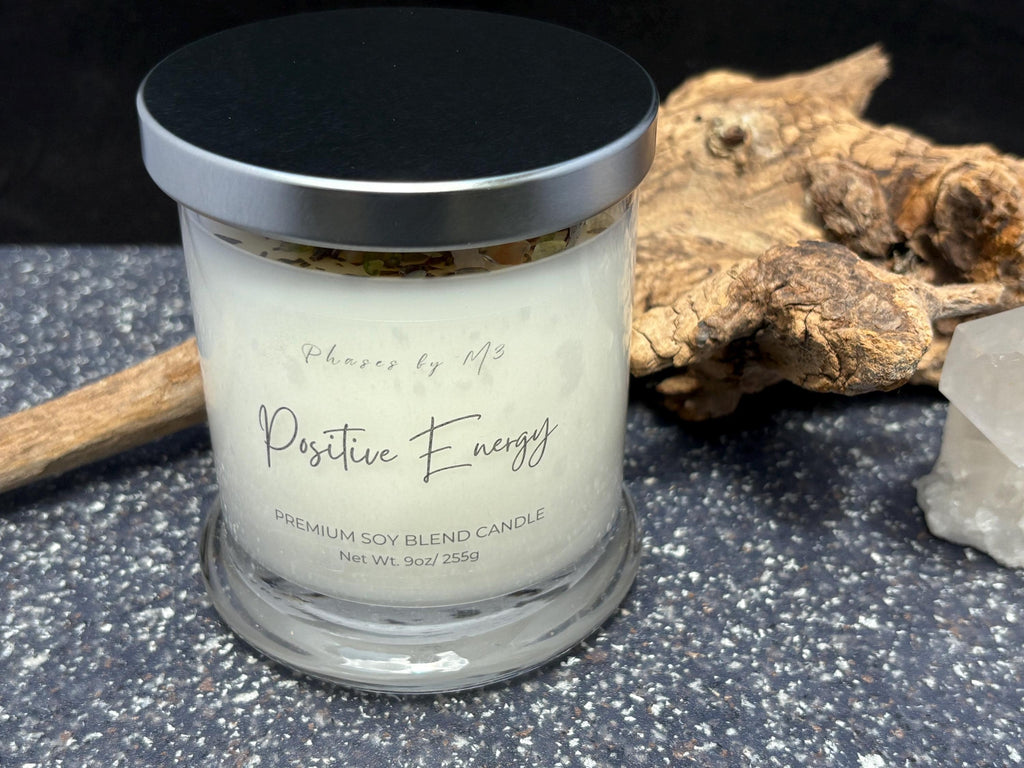 Reiki Charged Intention Candle Collection | 9oz Soy Candles with Crystals and Herbs | Manifestation, Healing & Spiritual Energy Candles