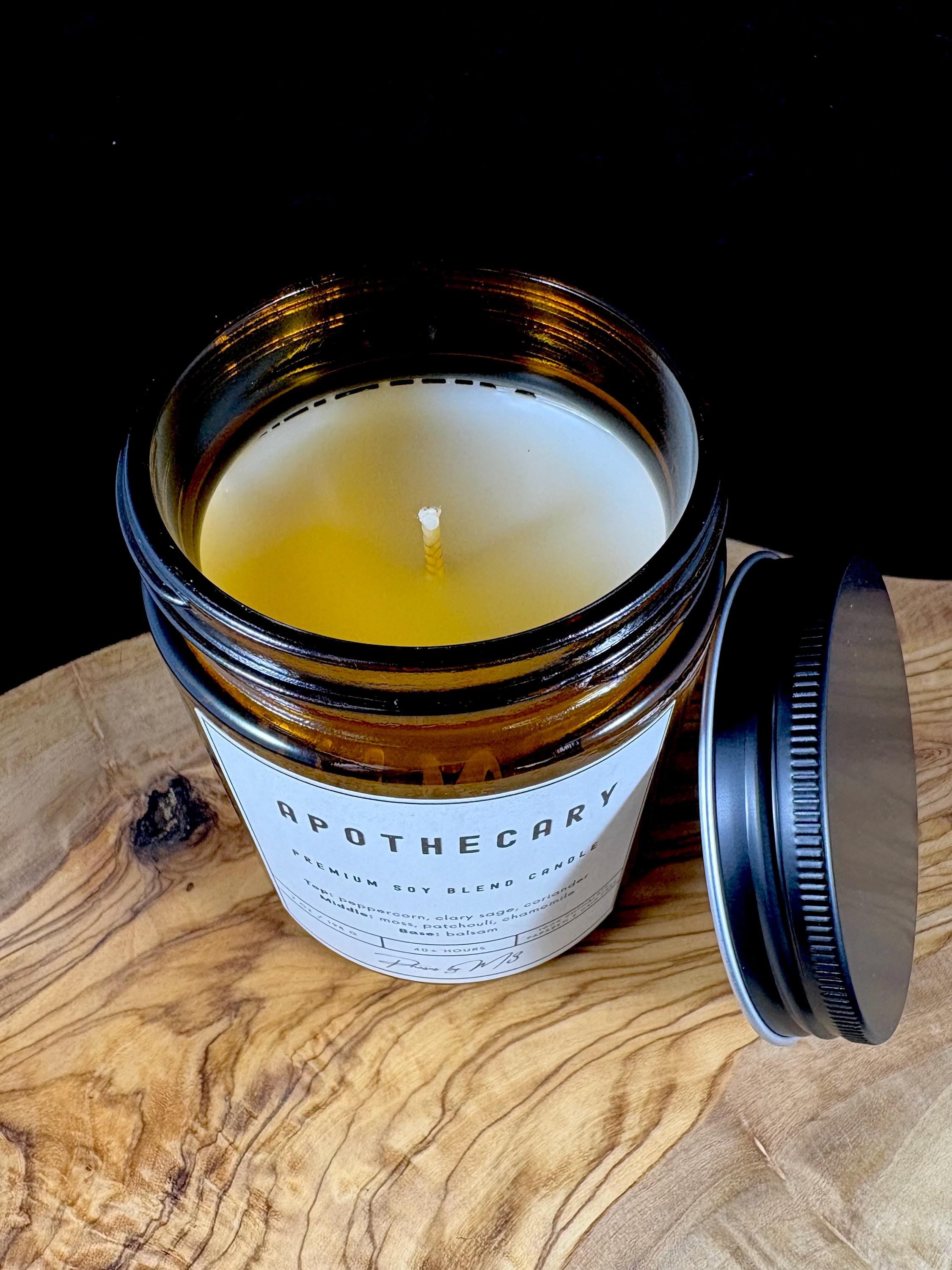 Apothecary Candle | Amber Glass Soy Candle | Earthy Herbal Candle with Moss, Sage, Balsam  | 7oz and 12oz Candles & Wax Melts