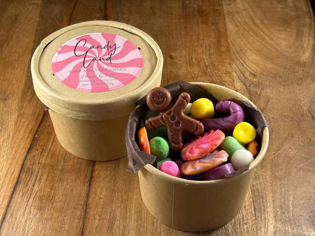 Highly Scented Wax Melt Scoopies – Fun Shapes | 3.7–4oz Cups | Customizable Wax Melts | Siren Song | Knitting Lady | Candy Land