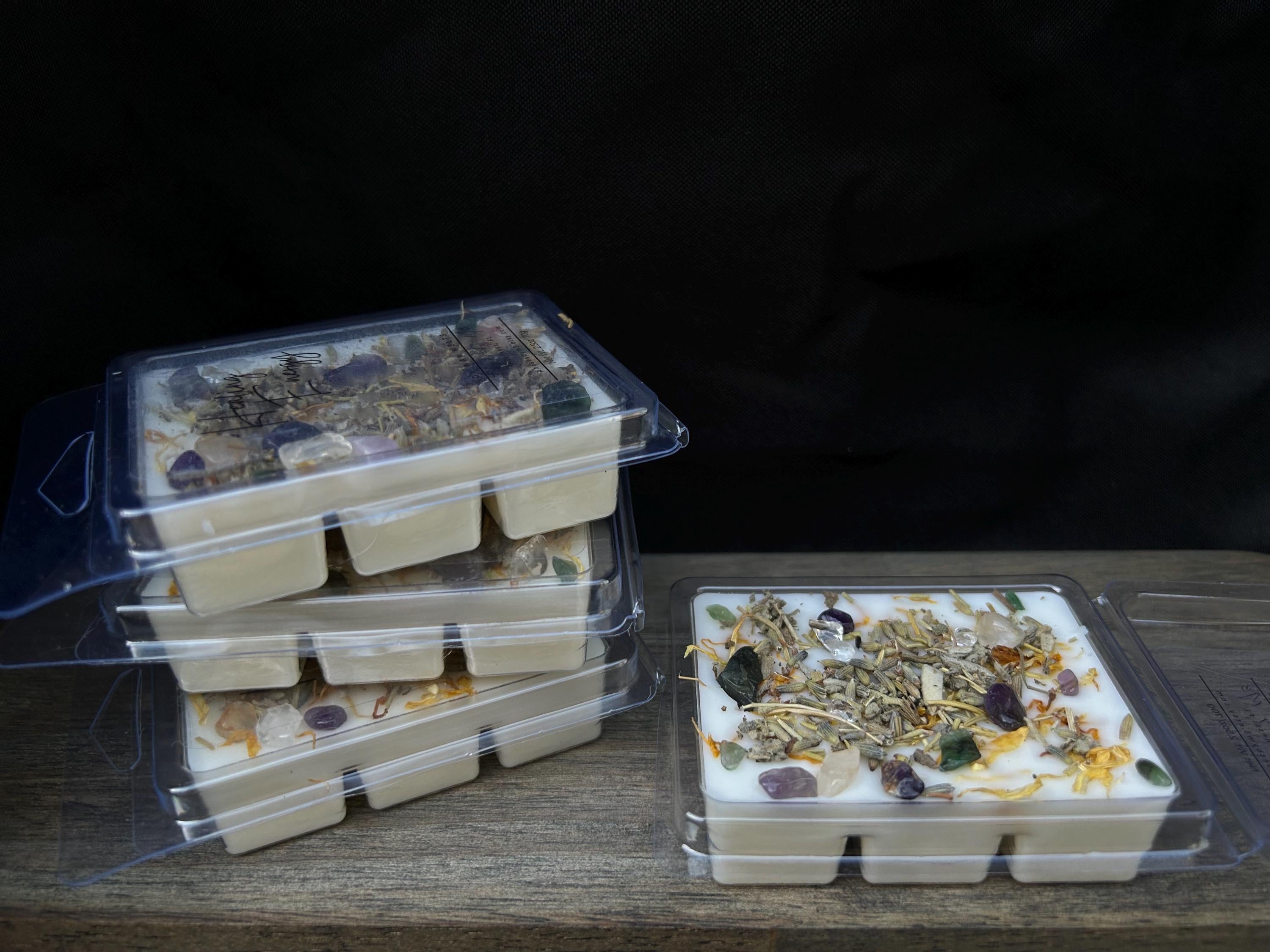 Reiki Charged Intention Wax Melts | 2.5oz Soy Wax Melts with Crystals and Herbs | Manifestation, Healing & Spiritual Energy Wax Melts