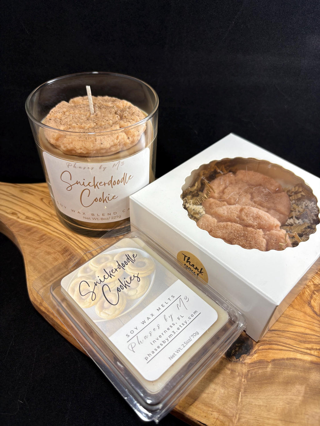 Snickerdoodle Candle & Wax Melts – Cookie Shaped | Cinnamon Sugar and Vanilla Bakery Scent