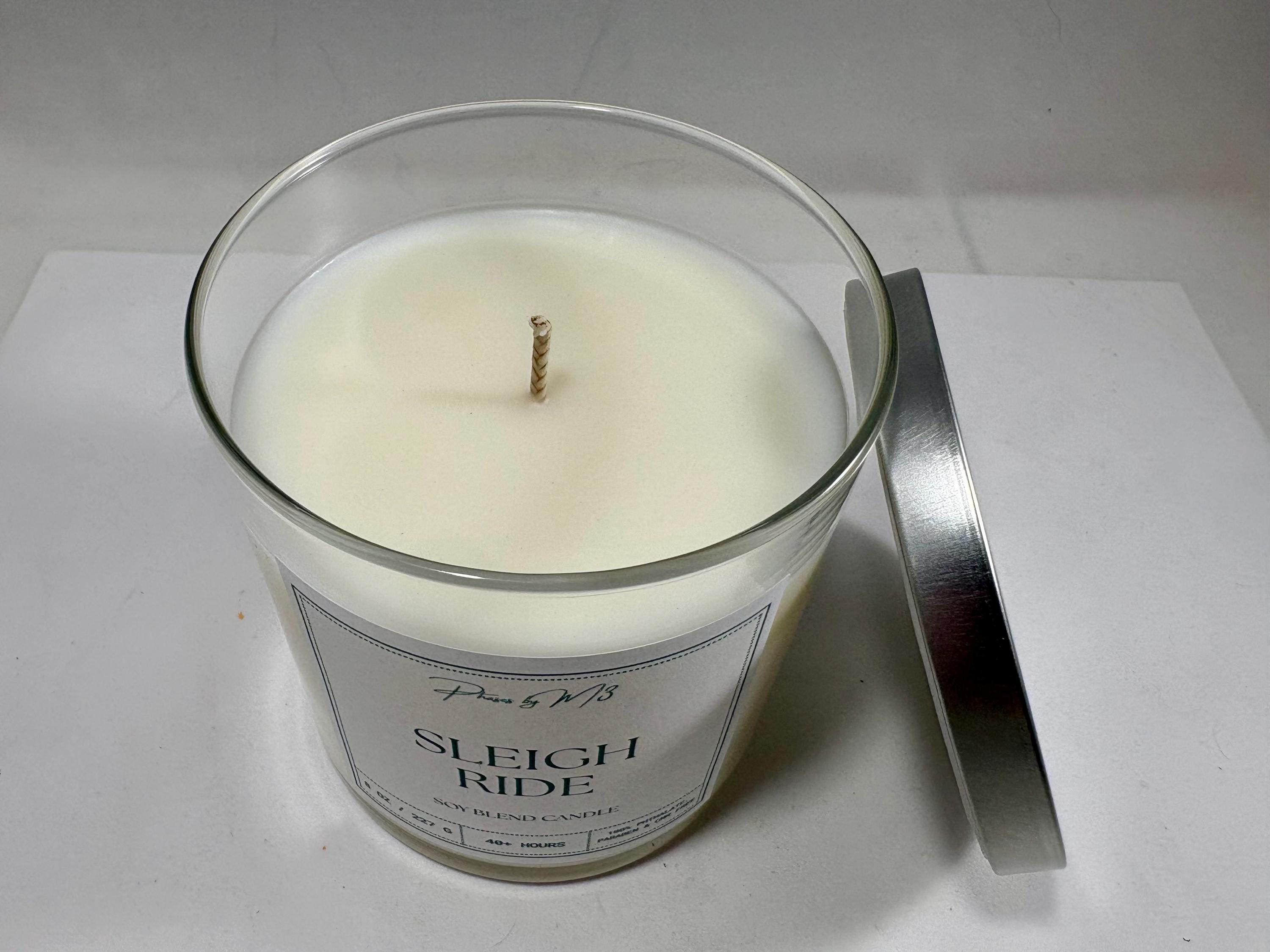 Sleigh Ride Candle – 8oz Winter Woodland Scent, Eucalyptus & Lavender, Pine, Cedar, Oakmoss