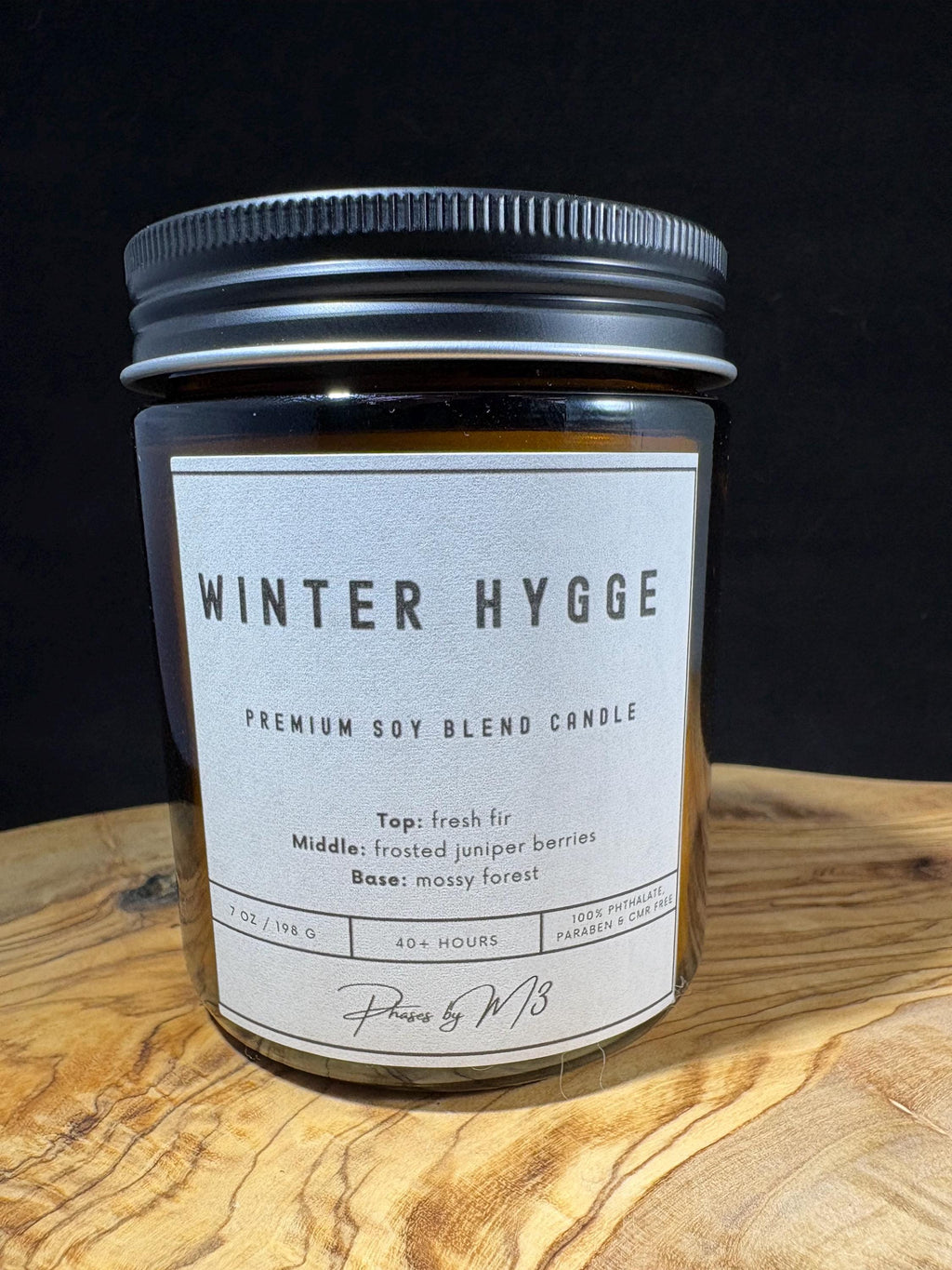 Winter Hygge Candle | 7oz and 12oz Amber Glass Candles | 2.5oz Wax Melts | Cozy Fir, Juniper and Forest Scent | Holiday & Winter Home Decor