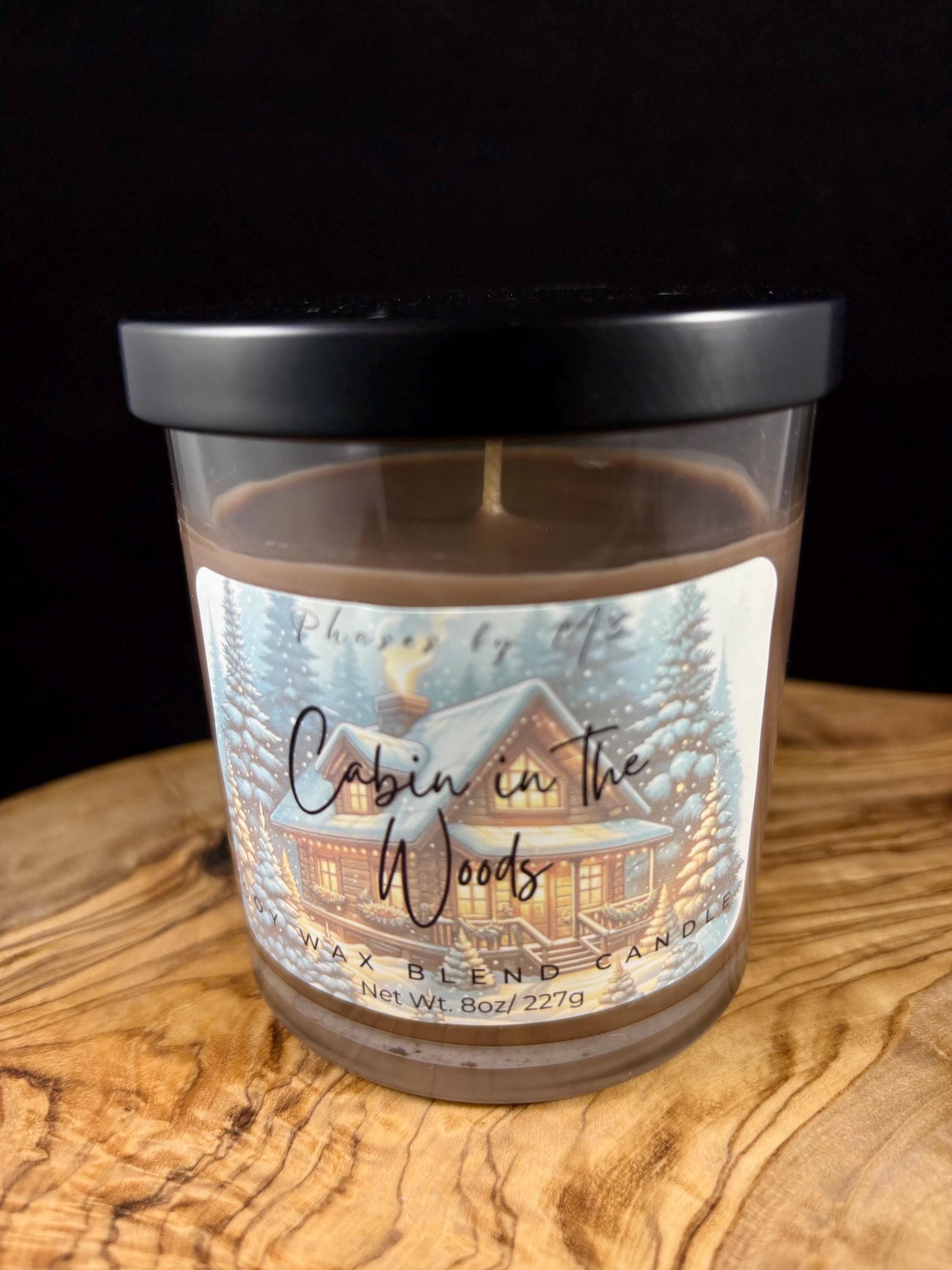 Cabin in the Woods Candle – 8oz and 12oz Hand-Poured Soy Candles | 2.5oz Wax Melts – Cinnamon, Cranberry, Orange, Bayberry, Woods