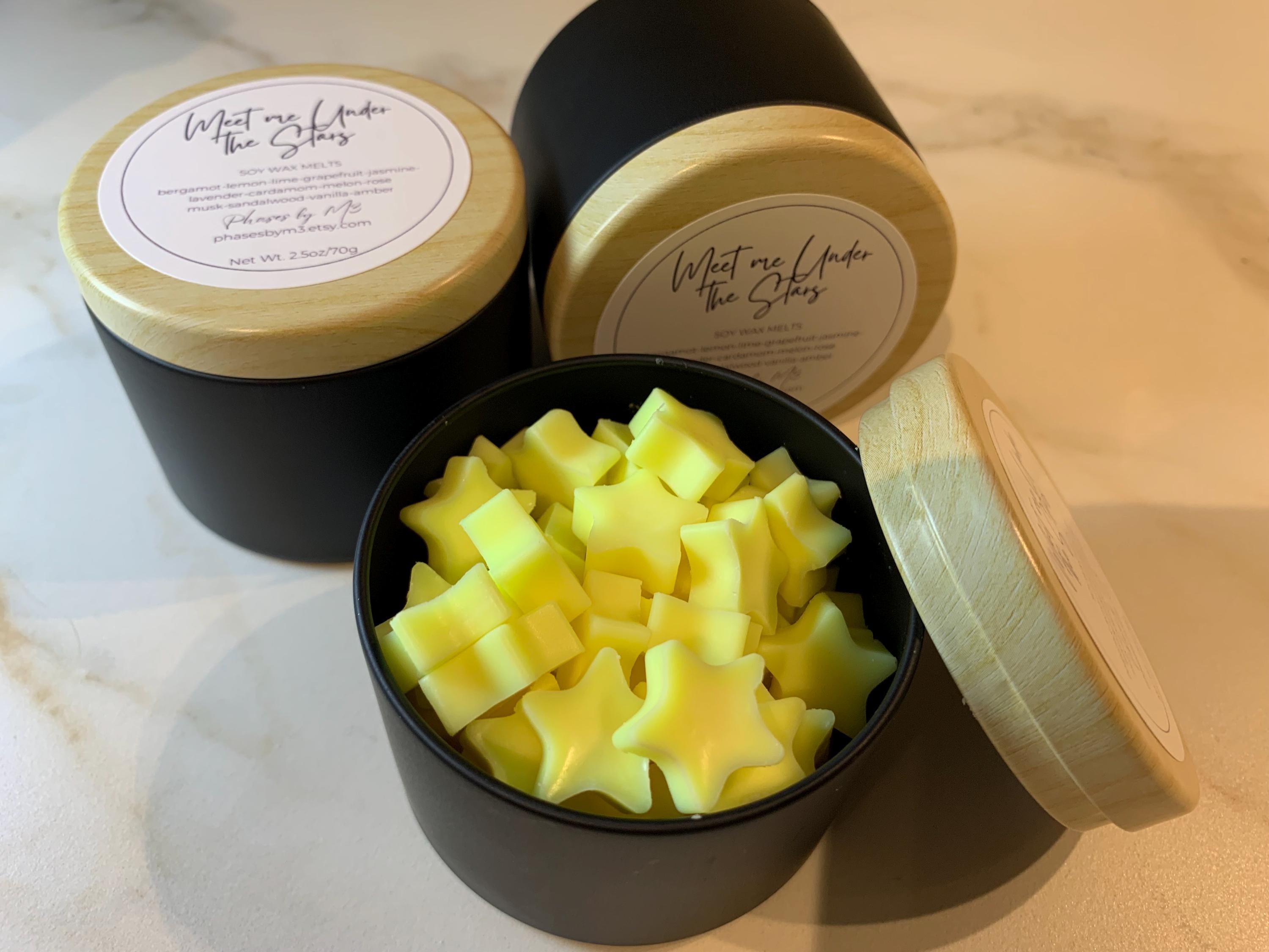 Meet Me Under the Stars Wax Melts – Star Shaped Melts with Citrus, Jasmine, Vanilla & Amber