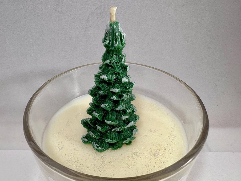 Christmas Memories Candle | 12oz Holiday Candle with Snow-Flocked Pine Tree | Cranberry Orange, Cinnamon & Pine Scent