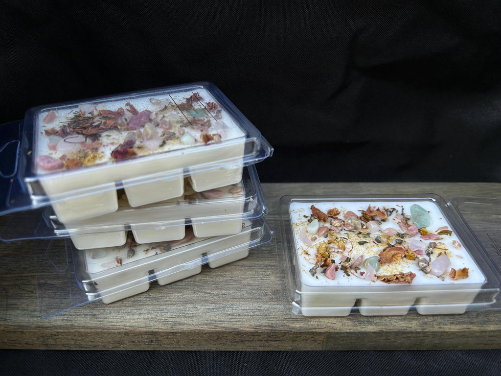 Reiki Charged Intention Wax Melts | 2.5oz Soy Wax Melts with Crystals and Herbs | Manifestation, Healing & Spiritual Energy Wax Melts