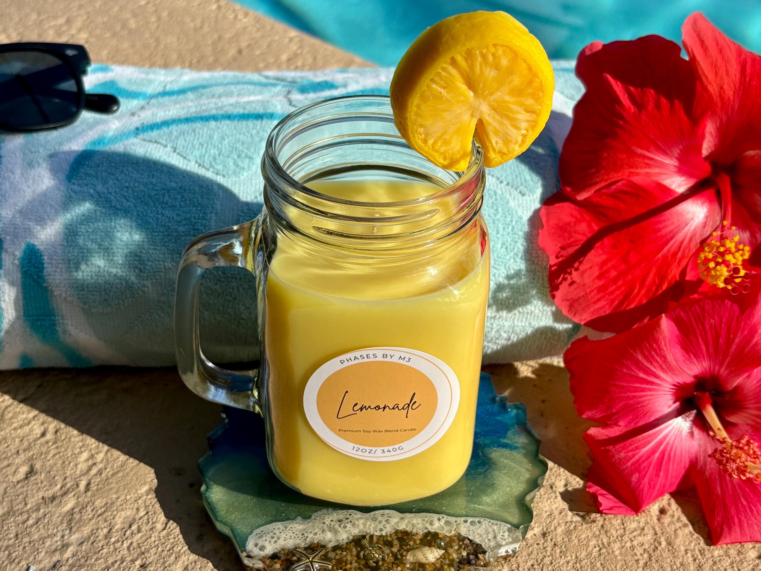 Summer Beverage Mason Jar Candles: Lemonade, Pink Lemonade, Sweet Tea, Apple Pie Moonshine