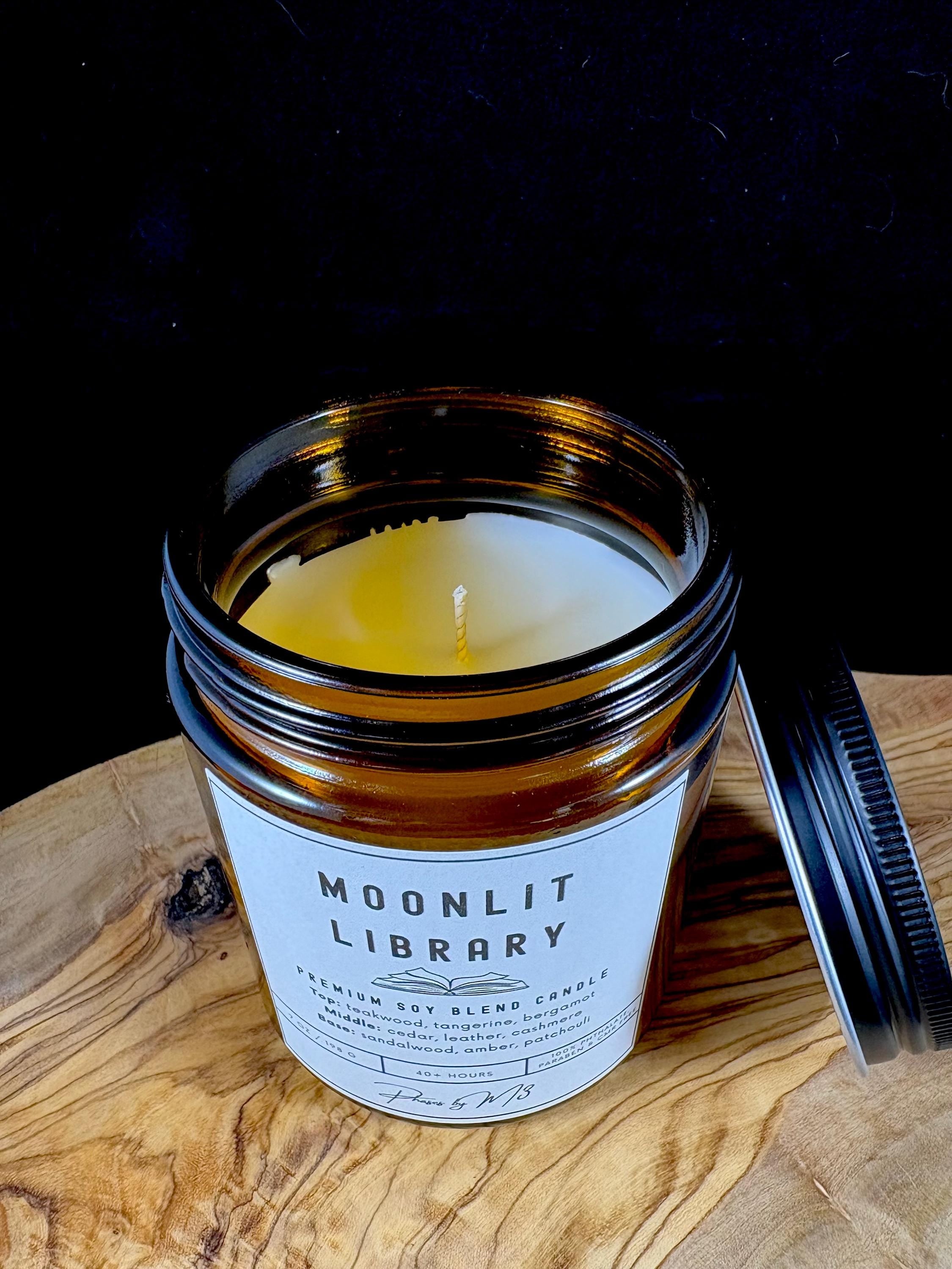 Moonlit Library Candle & Wax Melts – Teakwood, Cedar and Amber