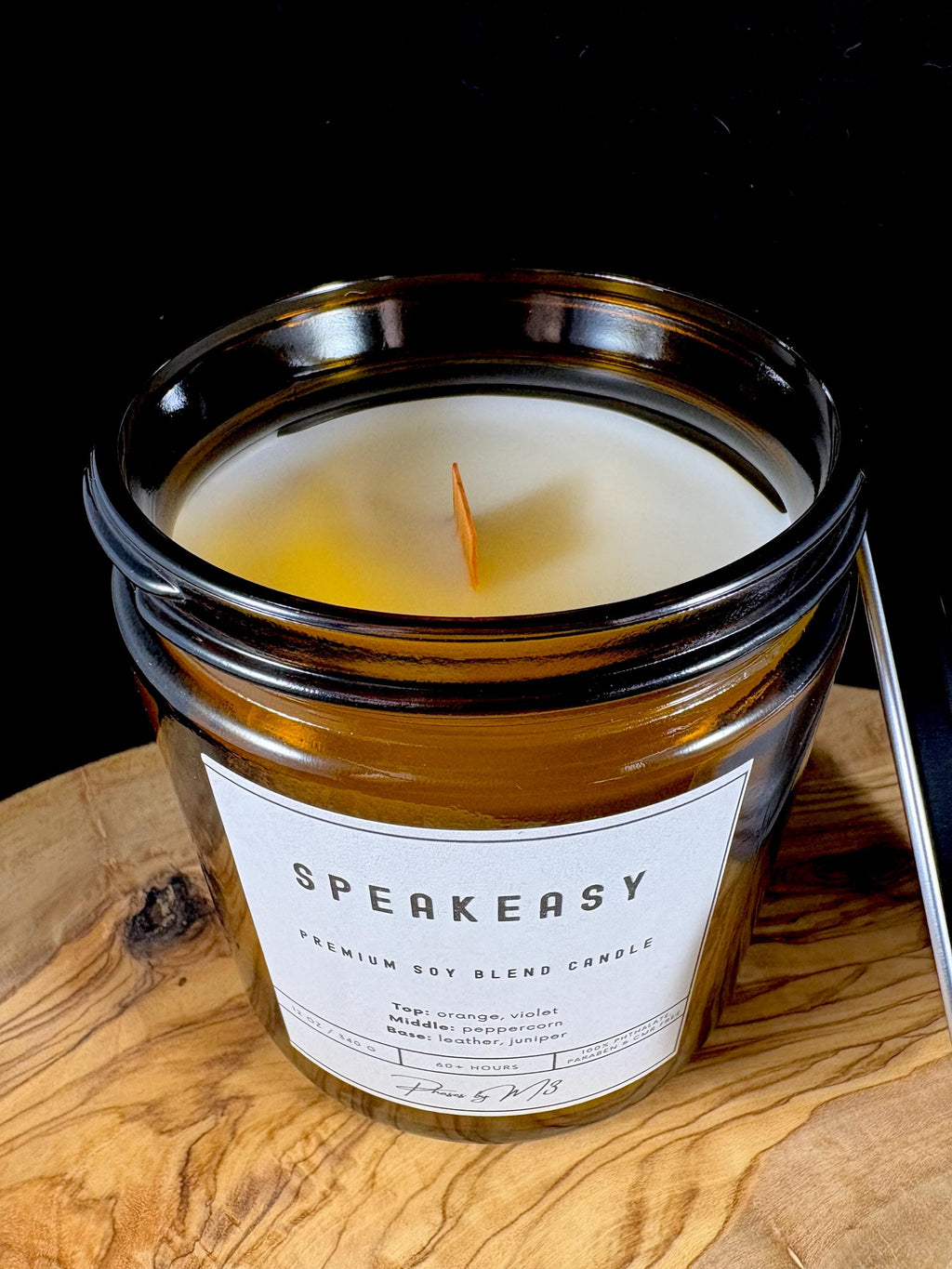 Speakeasy – Leather & Juniper Scented | Amber Glass Candle | Gin Lounge Candle | Masculine Candle | 7oz and 12oz candles