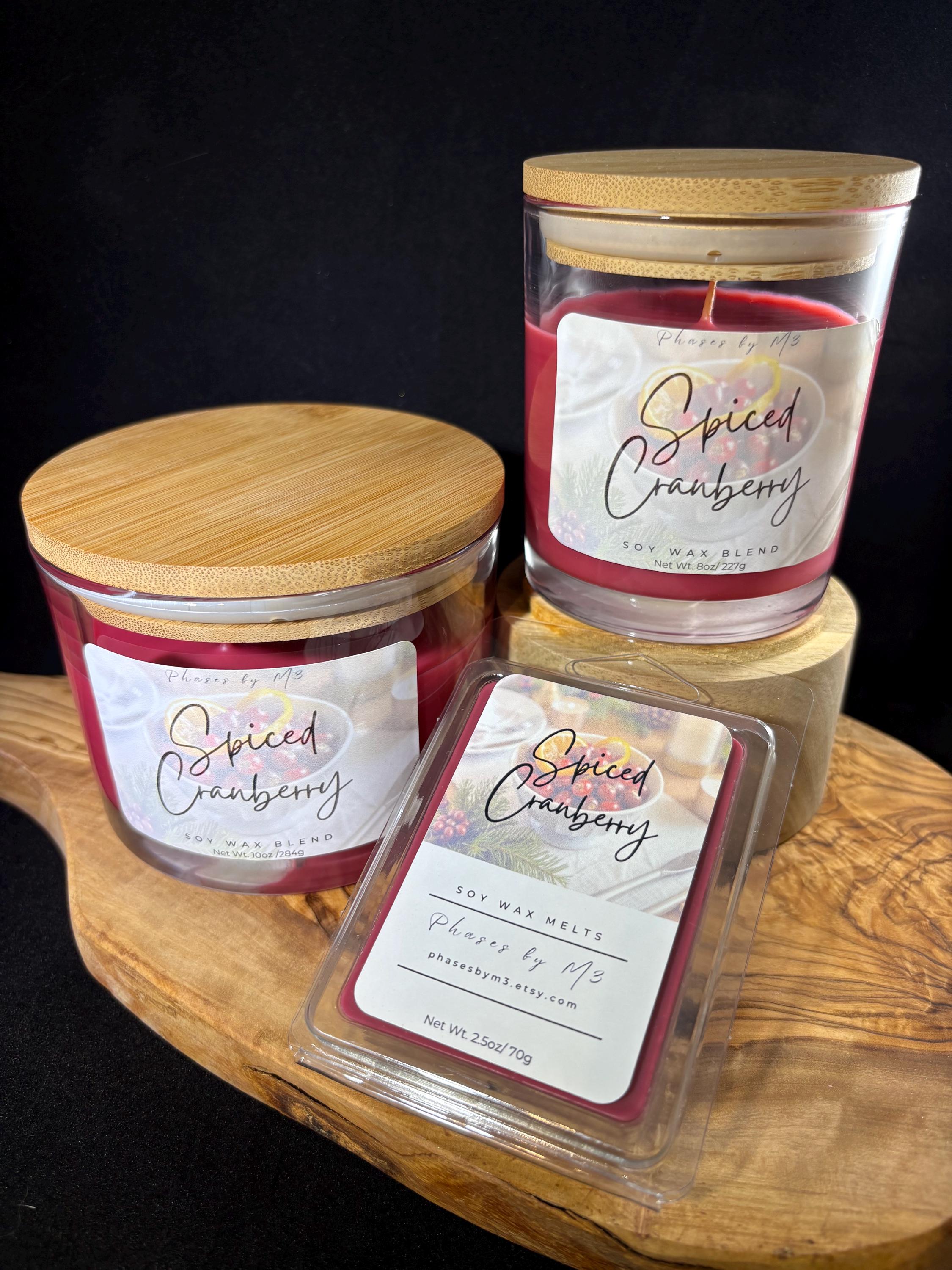 Spiced Cranberry Candles & Wax Melts | Cranberry, Orange Zest and Warm Spices | Festive Fall and Holiday Scent