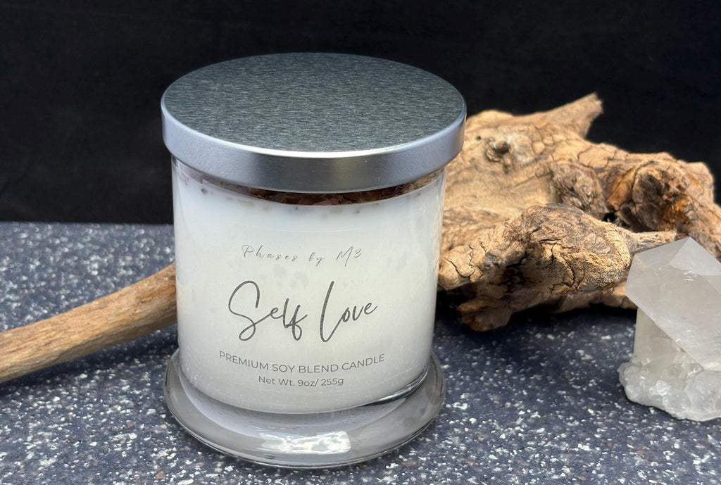 Reiki Charged Intention Candle Collection | 9oz Soy Candles with Crystals and Herbs | Manifestation, Healing & Spiritual Energy Candles