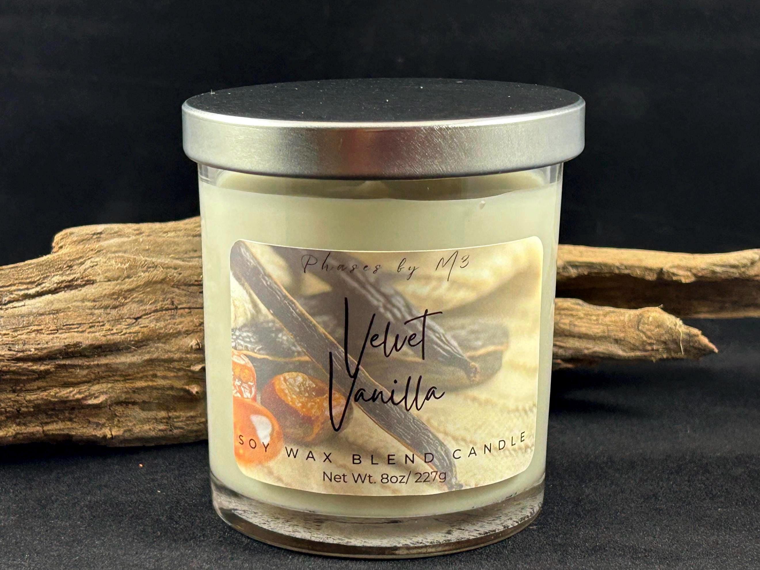 Velvet Vanilla Candle and Wax Melts | Amaretto, Jasmine, Vanilla & Amber Scent | Cozy and Elegant Soy Blend Home Fragrance