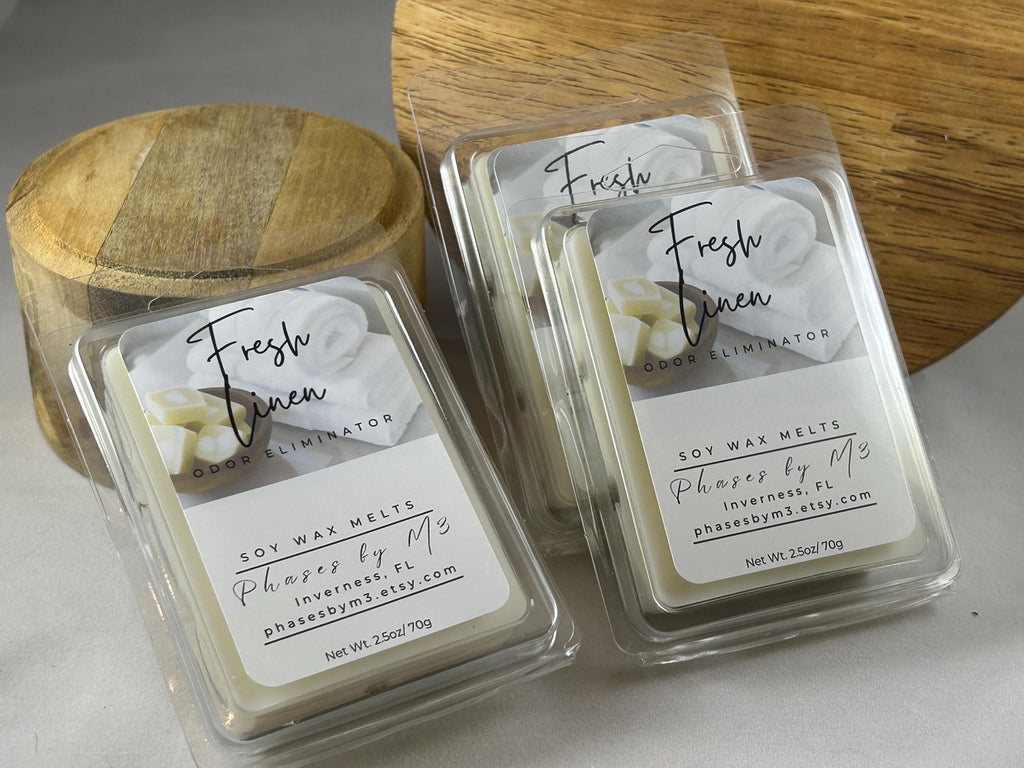 Fresh Linen Odor Eliminator candle and wax melts