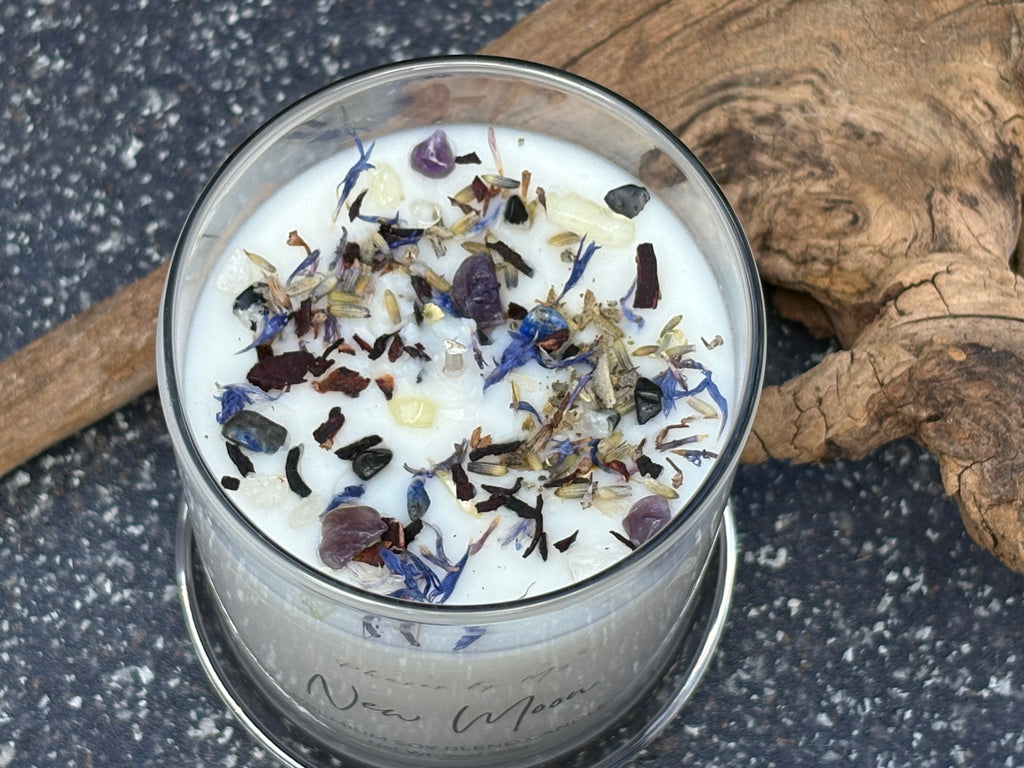 Reiki Charged Intention Candle Collection | 9oz Soy Candles with Crystals and Herbs | Manifestation, Healing & Spiritual Energy Candles