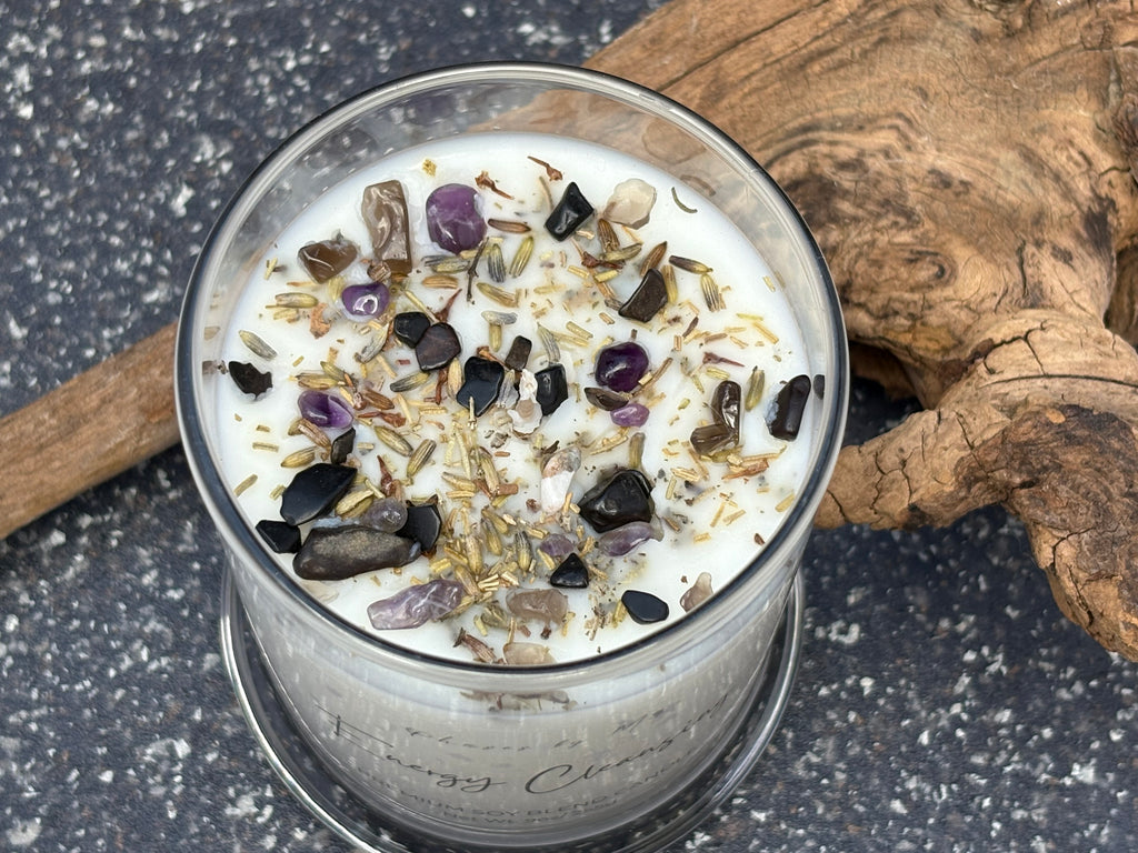 Reiki Charged Intention Candle Collection | 9oz Soy Candles with Crystals and Herbs | Manifestation, Healing & Spiritual Energy Candles