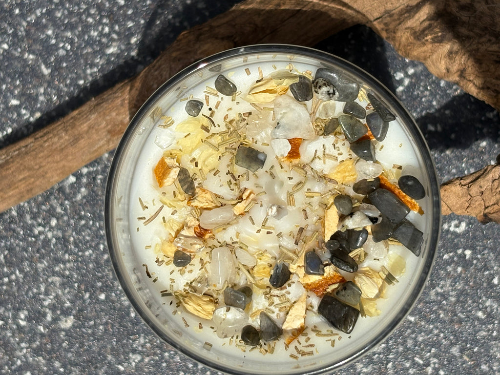 Reiki Charged Intention Candle Collection | 9oz Soy Candles with Crystals and Herbs | Manifestation, Healing & Spiritual Energy Candles