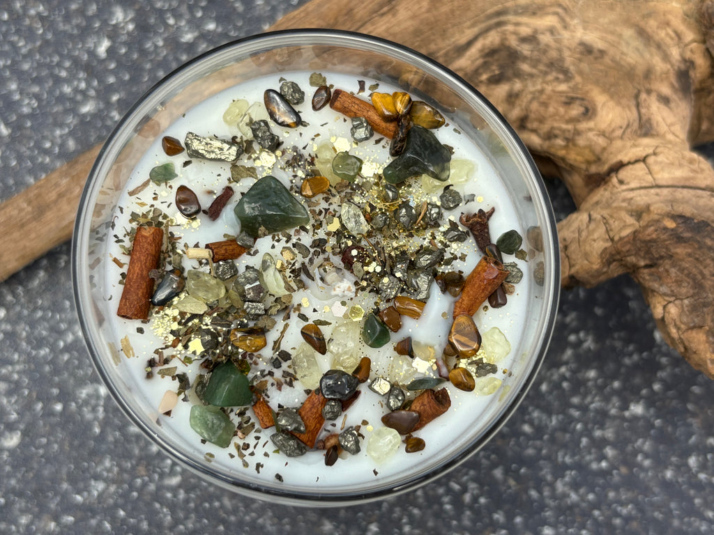 Reiki Charged Intention Candle Collection | 9oz Soy Candles with Crystals and Herbs | Manifestation, Healing & Spiritual Energy Candles