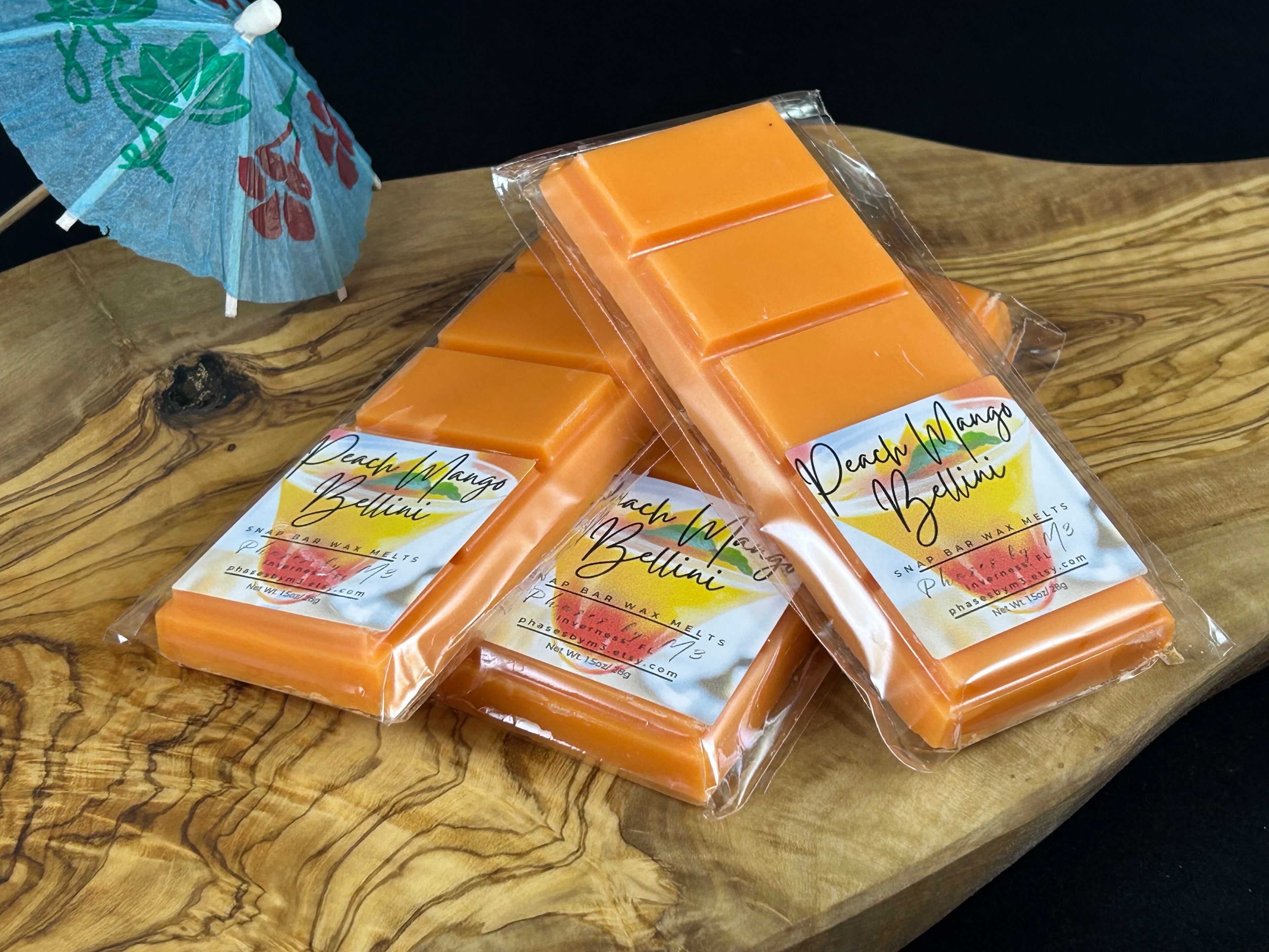 Summer Cocktail Collection Candles and Wax Melts : Peach Mango Bellini, Strawberry Daiquiri, Mai Tai, Margarita, Blue Hawaiian