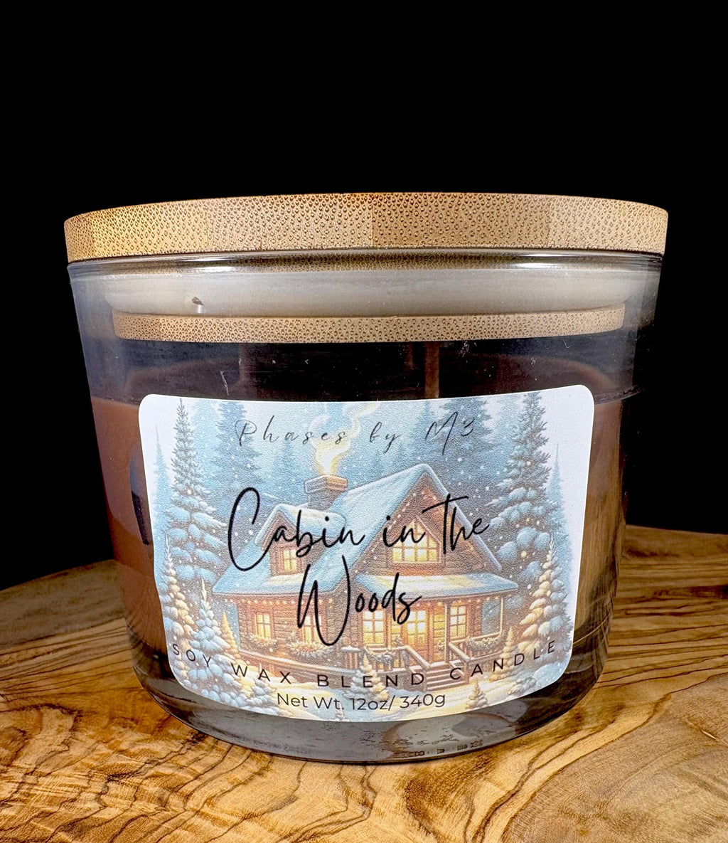 Cabin in the Woods Candle – 8oz and 12oz Hand-Poured Soy Candles | 2.5oz Wax Melts – Cinnamon, Cranberry, Orange, Bayberry, Woods