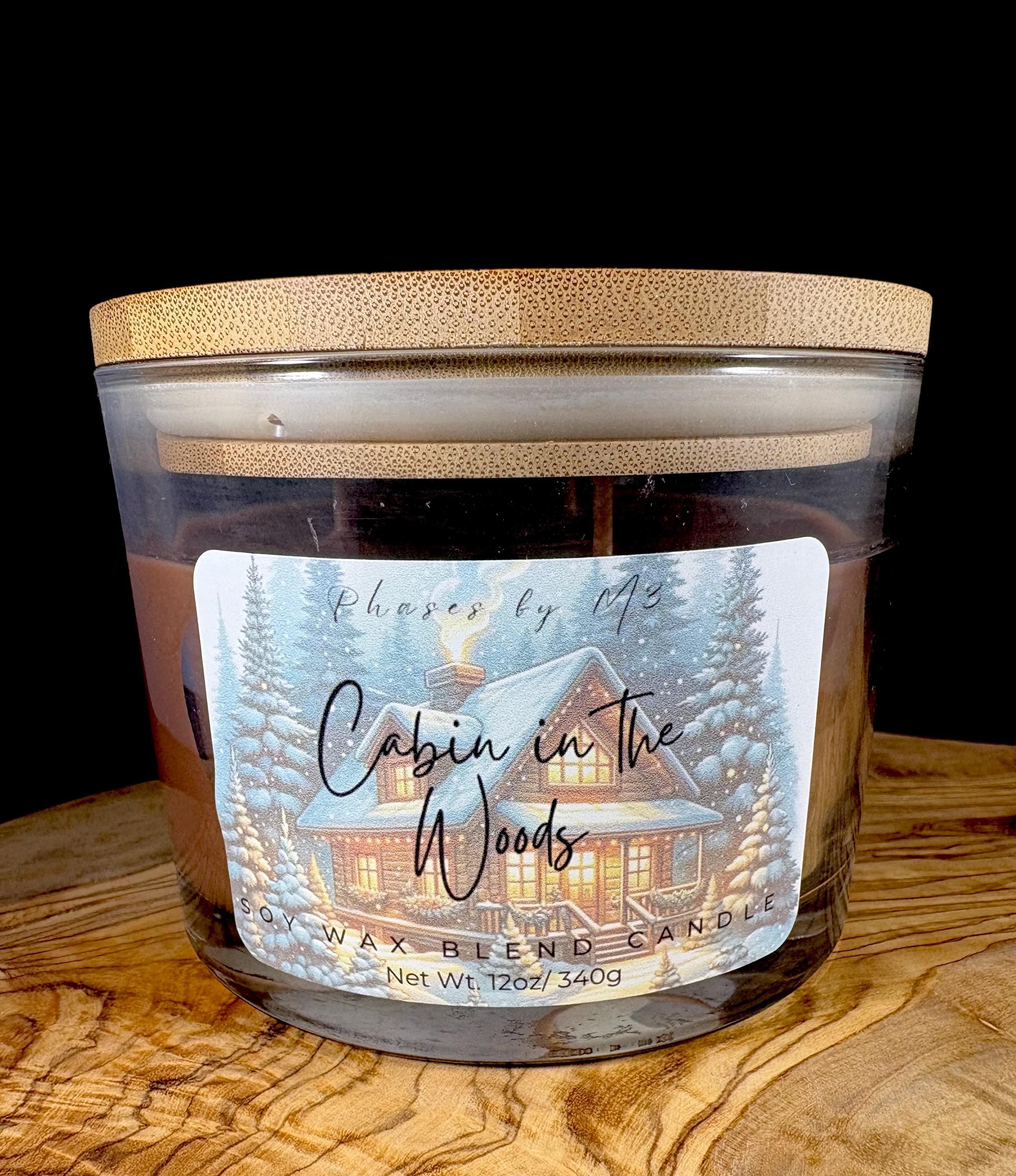Cabin in the Woods Candle – 8oz and 12oz Hand-Poured Soy Candles | 2.5oz Wax Melts – Cinnamon, Cranberry, Orange, Bayberry, Woods