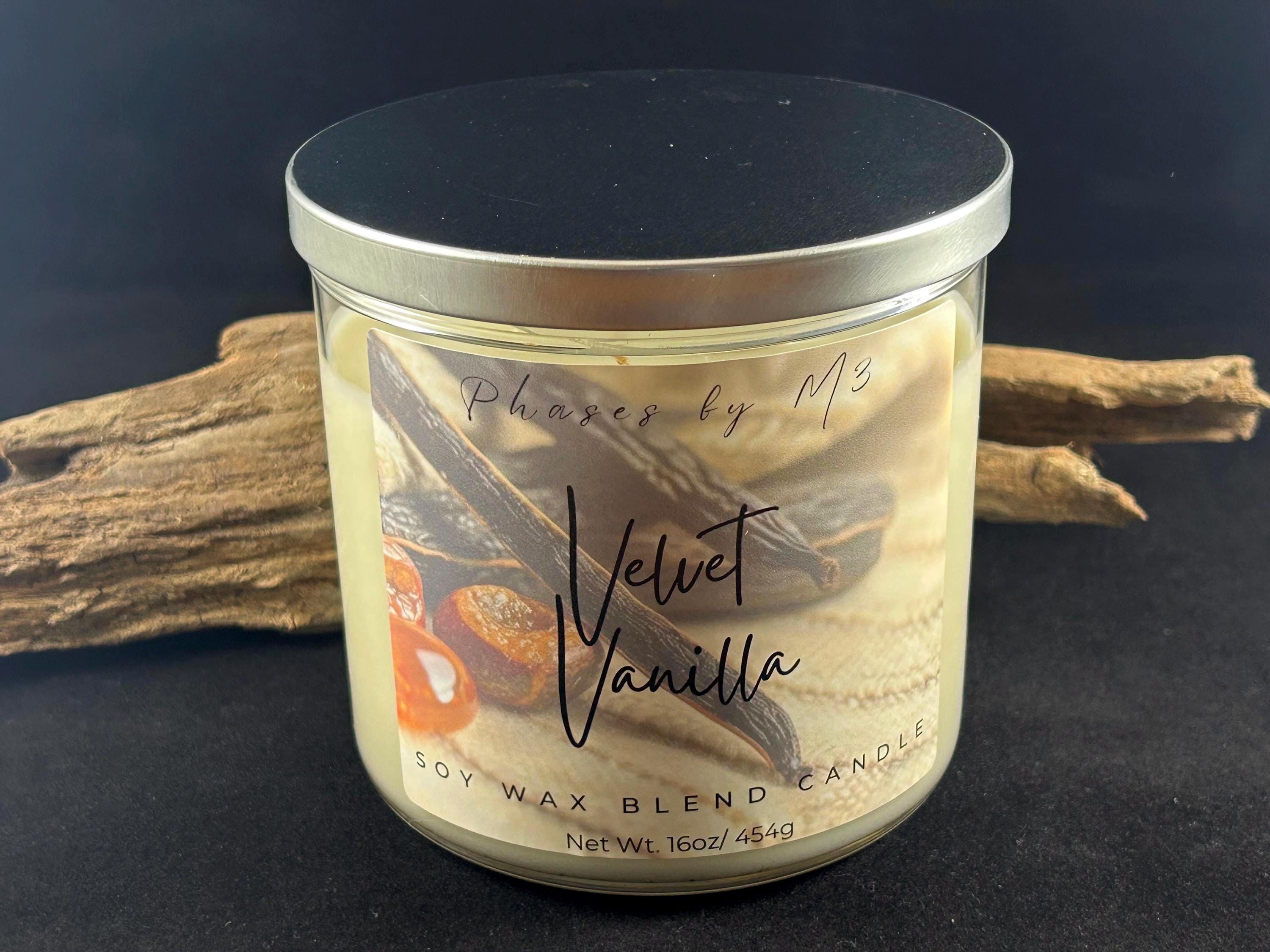 Velvet Vanilla Candle and Wax Melts | Amaretto, Jasmine, Vanilla & Amber Scent | Cozy and Elegant Soy Blend Home Fragrance