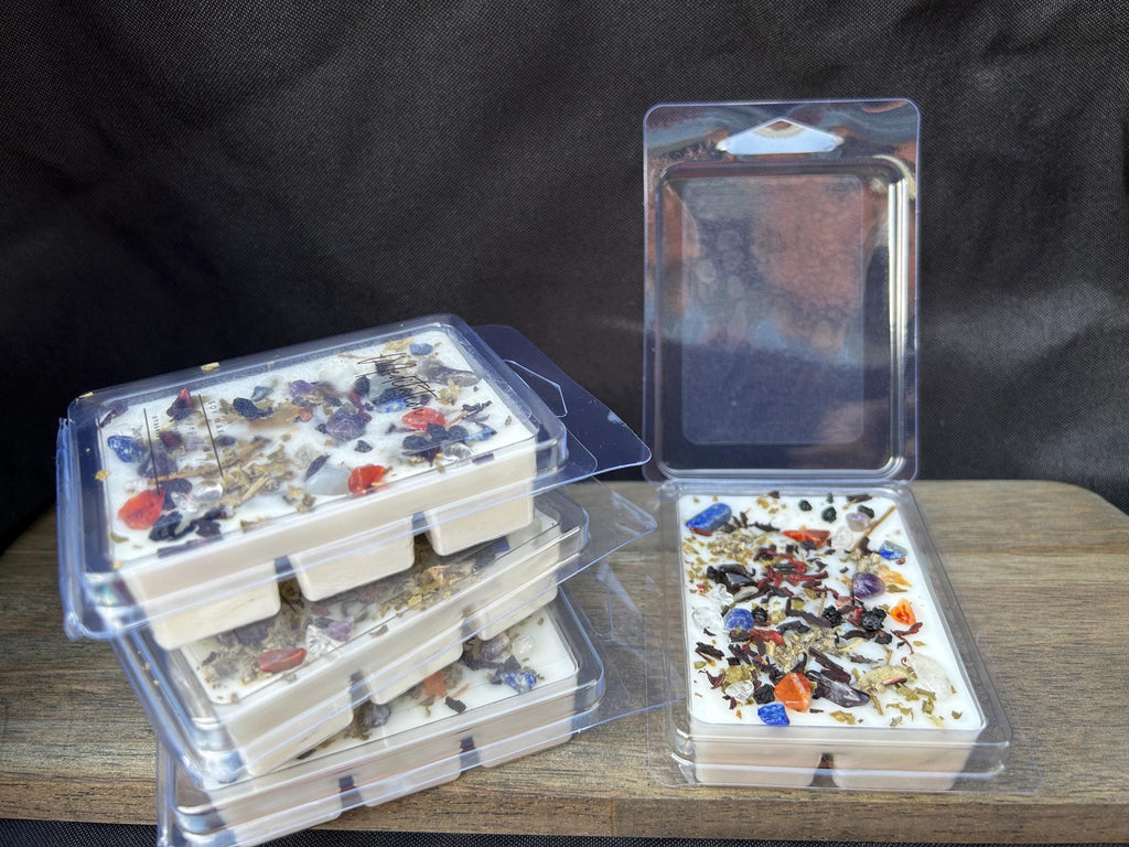 Reiki Charged Intention Wax Melts | 2.5oz Soy Wax Melts with Crystals and Herbs | Manifestation, Healing & Spiritual Energy Wax Melts