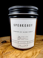 Speakeasy – Leather & Juniper Scented | Amber Glass Candle | Gin Lounge Candle | Masculine Candle | 7oz and 12oz candles