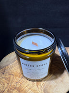 Winter Hygge Candle | 7oz and 12oz Amber Glass Candles | 2.5oz Wax Melts | Cozy Fir, Juniper and Forest Scent | Holiday & Winter Home Decor