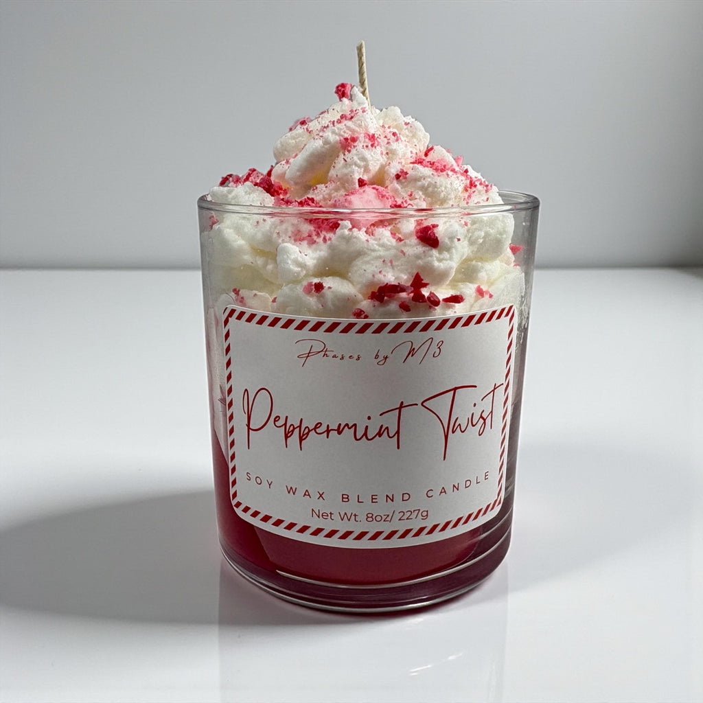 Peppermint Twist Whipped Candle | Sweet Marshmallow & Peppermint Scent