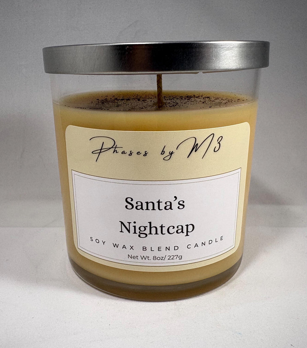 Santa’s Night Cap Candle – 8oz Holiday Candle | Amaretto, Rum & Vanilla | Warm Buttered Spice Scent