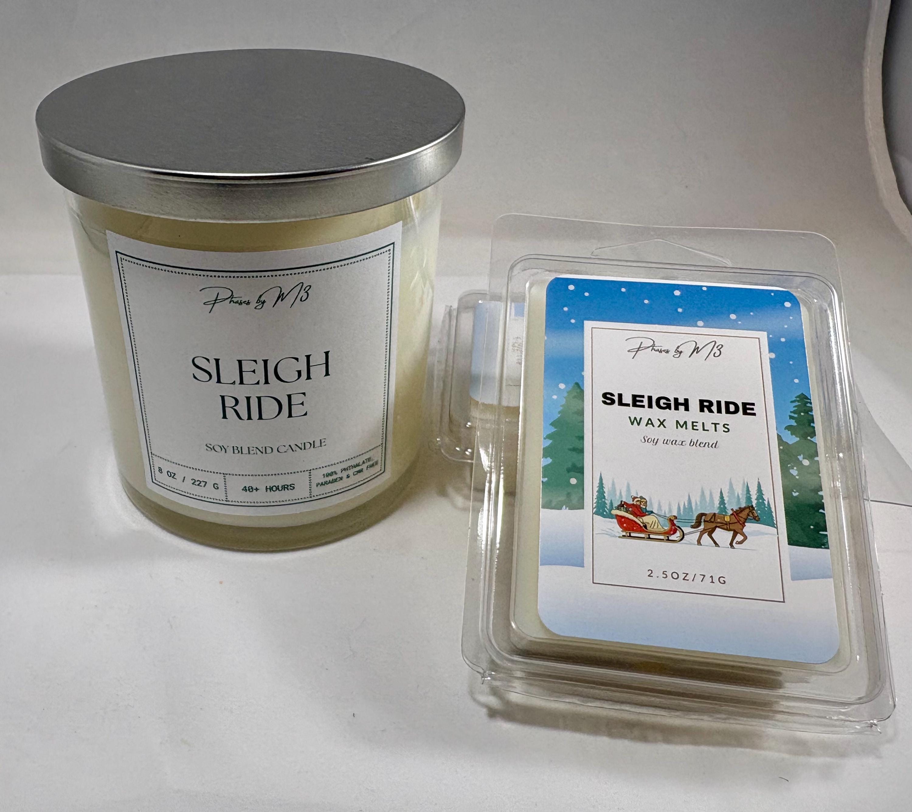 Sleigh Ride Candle – 8oz Winter Woodland Scent, Eucalyptus & Lavender, Pine, Cedar, Oakmoss