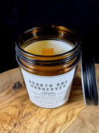 Hearth and Hardcover Candle | Amber Jar Candle with Wood Wick | Teakwood, Cedar, Leather & Smoke | Cozy Winter Candle for Book Lovers