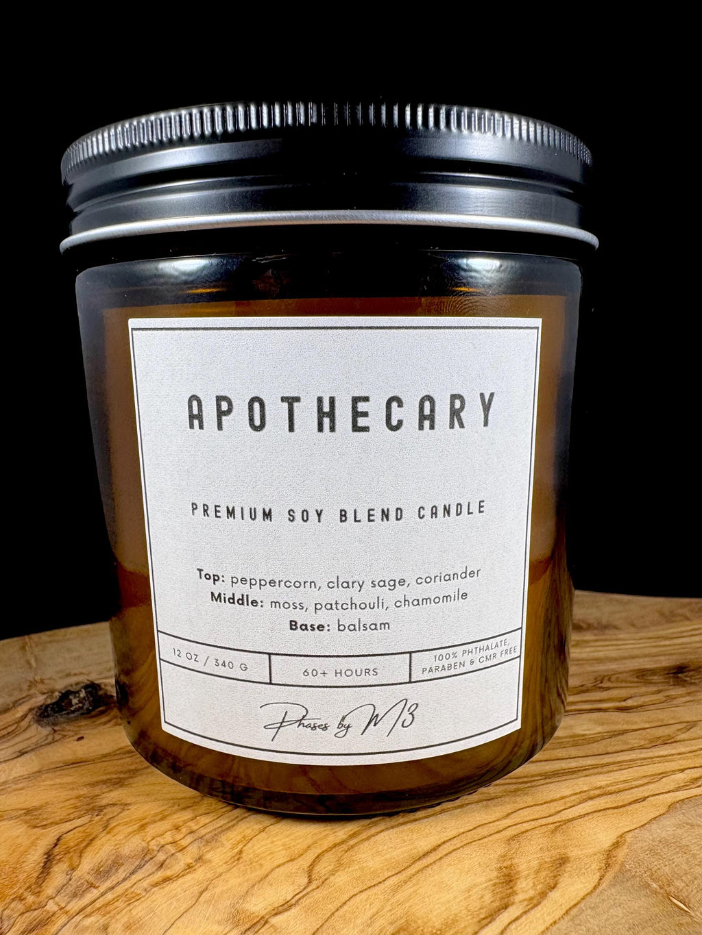 Apothecary Candle | Amber Glass Soy Candle | Earthy Herbal Candle with Moss, Sage, Balsam  | 7oz and 12oz Candles & Wax Melts