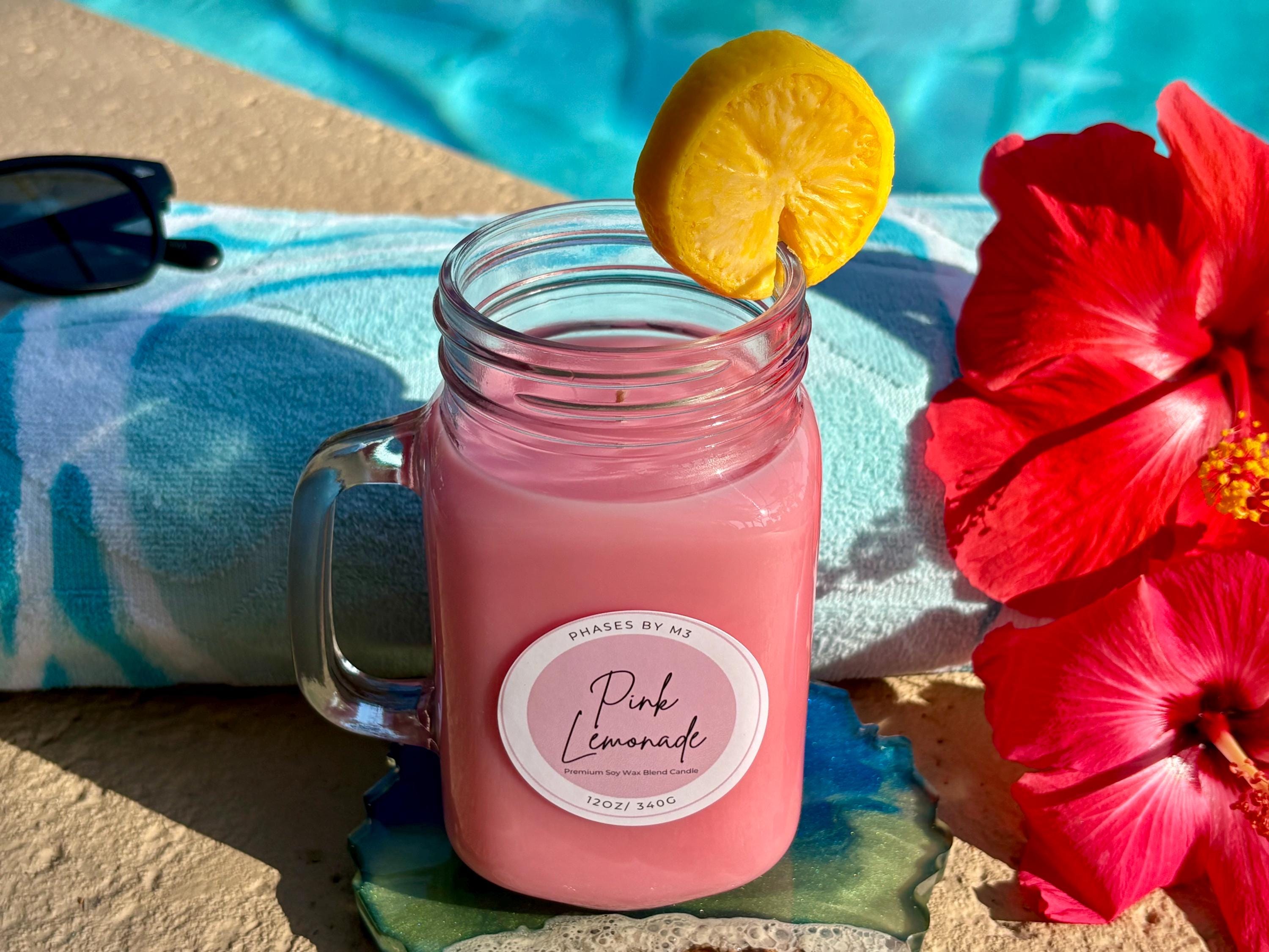 Summer Beverage Mason Jar Candles: Lemonade, Pink Lemonade, Sweet Tea, Apple Pie Moonshine