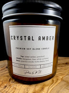 Crystal Amber Candles | Luxury Scented Candles | Bergamot, Lime, Amber, Patchouli, White Cyclamen | Amber jar