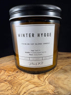 Winter Hygge Candle | 7oz and 12oz Amber Glass Candles | 2.5oz Wax Melts | Cozy Fir, Juniper and Forest Scent | Holiday & Winter Home Decor