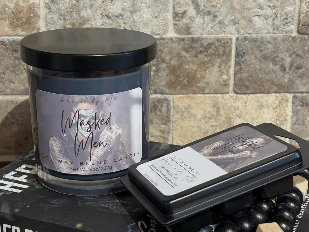 Masked Men Candle & Wax Melts – Tonka, Leather, Oud and Smoke | Bookish and Bold Aroma