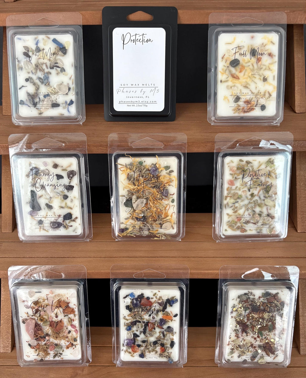 Reiki Charged Intention Wax Melts | 2.5oz Soy Wax Melts with Crystals and Herbs | Manifestation, Healing & Spiritual Energy Wax Melts