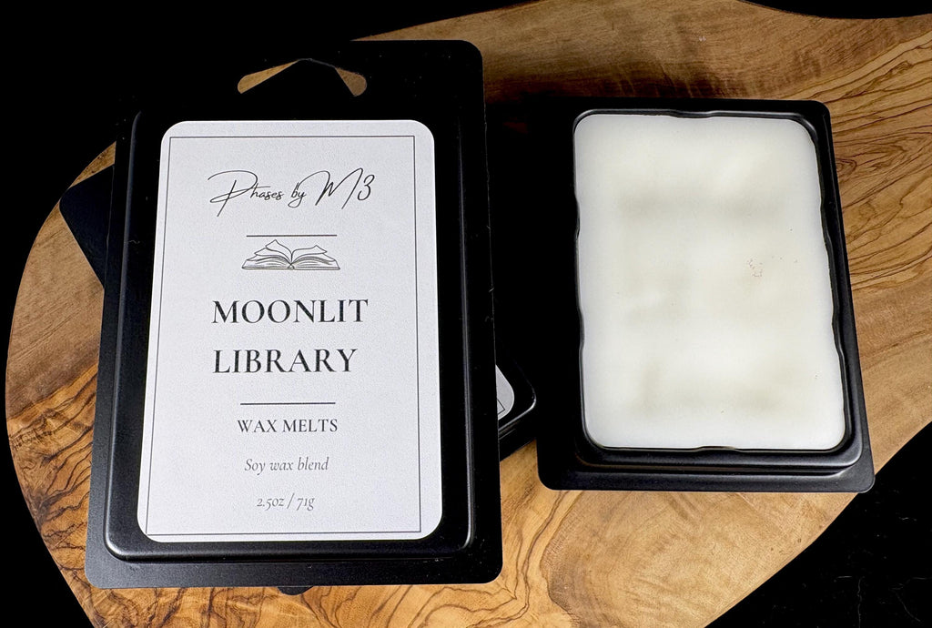 Moonlit Library Candle & Wax Melts – Teakwood, Cedar and Amber