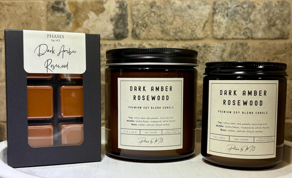 Dark Amber Rosewood Candle and Wax Melts
